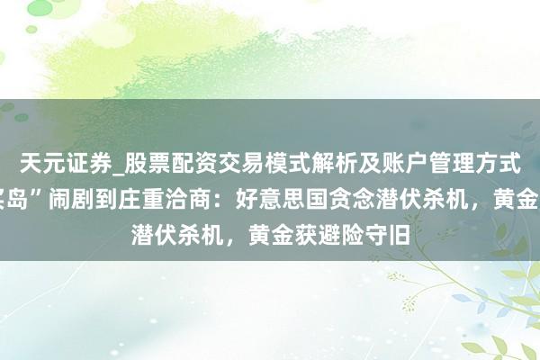 天元证券_股票配资交易模式解析及账户管理方式说明 从“买岛”闹剧到庄重洽商：好意思国贪念潜伏杀机，黄金获避险守旧